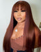 Jessies Wig Reddish Brown Straight 13x4 Lace Front Wig With Bangs Machinemade Human Hair Wig Easy to Go