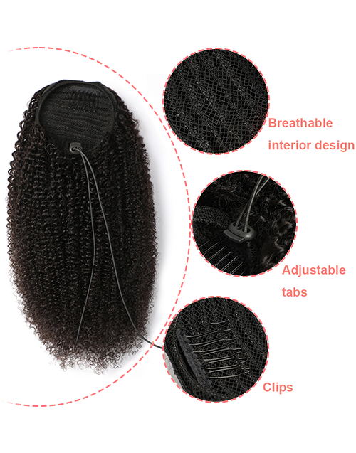 Jessies Wig Afro Kinky Curly Drawstring Ponytail Brazilian Human Hair Ponytail