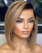 Jessies Wig Ombre Ash Blonde Short Straight Cut 13x4 Lace Front Bob Wig Glueless Human Hair Wig