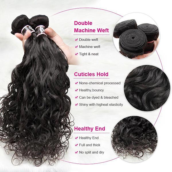 Natural Wave Virgin Hair Bundles 1/3/4Pcs Black Hair Extensions