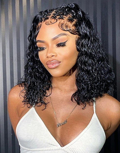 Jessies Wig HD Lace Short Water Wave Bob Lace Frontal Human Hair Wig 13x4 5x5 180% Closure Wig