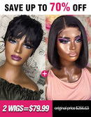 Jessies Wig Buy 2 Wigs= $79.99 10" Straight 4x4 Bob Wig+4" Straight Pixie Cut Wig With Bangs