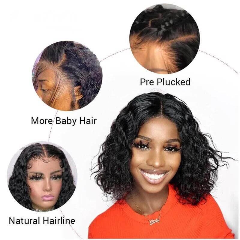 13x5x2 T PART LACE BOB WIG  Water Wave 180% Density Can Part Anyway
