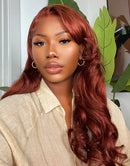 Jessies Wig Reddish Brown Color Body Wave 13x4 Lace Front Human Hair Wig Auburn Copper