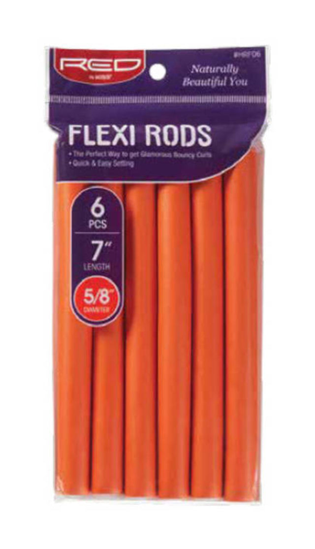 Red By Kiss Flexi Rods 6PCs 7" 5/8" Diameter