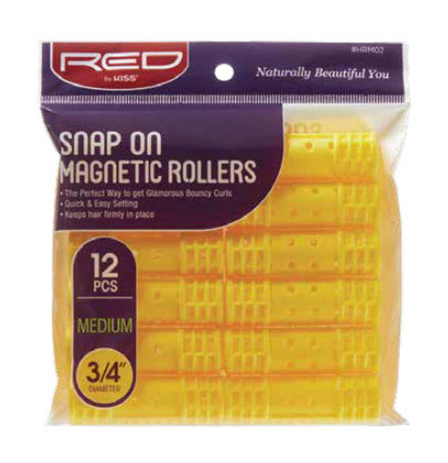 Red By Kiss Snap On Magnetic Rollers 3/4" Medium 12PCs - HRM02