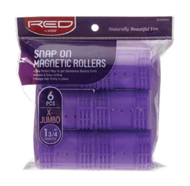 Red By Kiss Snap On Magnetic Rollers 1 3/4" X-Jumbo 6PCs - HRM06