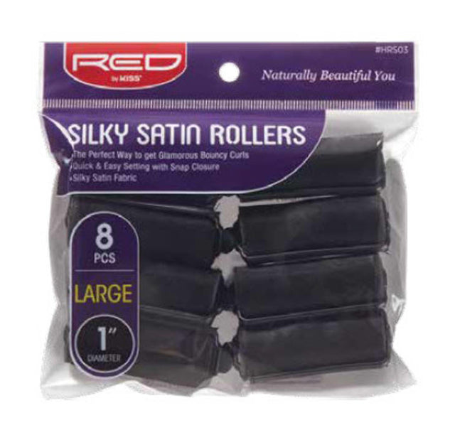 Red By Kiss Silky Satin Rollers 1" Large 8PCs - HRS03