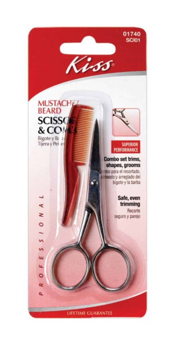 KISS Mustache/Beard Scissor & Comb 2Pcs SCI02