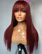 Jessies Wig Red Wine Fringe Wigs 100% Human Hair Lace Front | Closure Wigs With Bangs