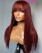 Jessies Wig Red Wine Fringe Wigs 100% Human Hair Lace Front | Closure Wigs With Bangs