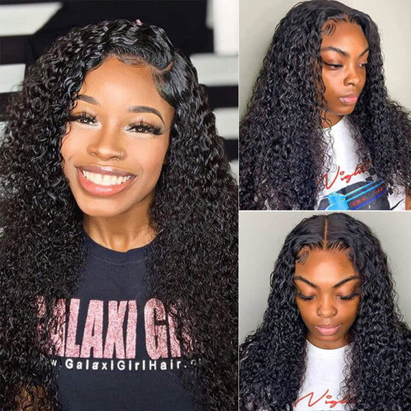 4x4 Transparent Lace Closure Wigs Jerry Curly Natural Hairlines 210% Density Human Hair Wigs