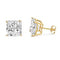 STERLING SILVER & 14 KT GOLD FASHION EARRINGS IN SQUARE / ROUND SHAPES (GOLD)