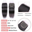 CurlyMe Straight Virgin Human Hair 3 Bundles With 4x4/5x5 Closure Natural Black