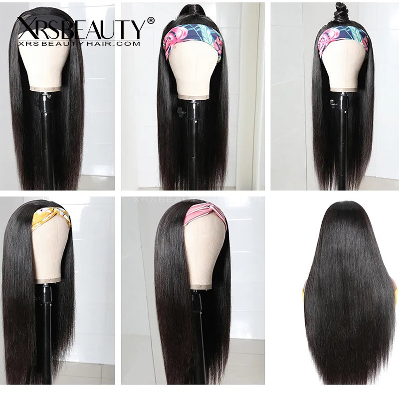 Xrs Beauty Hair 180% Density Glueless Straight Human Hair Headband Wig [HBW02]