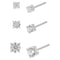 STERLING SILVER STUD EARRINGS IN SQUARE / ROUND SHAPES (SILVER)