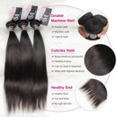 CurlyMe Straight Virgin Human Hair 4 Bundles with 4x4/5x5 Closure Natural Black