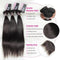 CurlyMe Straight Virgin Human Hair 3 Bundles With 13x4 Frontal Natural Black