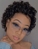 Jessies Wig Short Curly Pixie Cut Wigs 4x4 Lace Closure Wigs