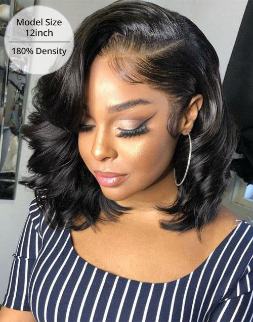 Jessies Wig Short Wavy Bob Lace Front Human Hair Wigs 13X4 Highlight Honey Blonde Wigs