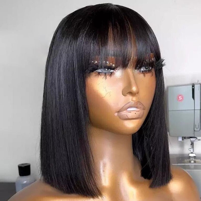 Dola Hair Straight Bang Wig Human Hair Brazilian Glueless Wig No Lace