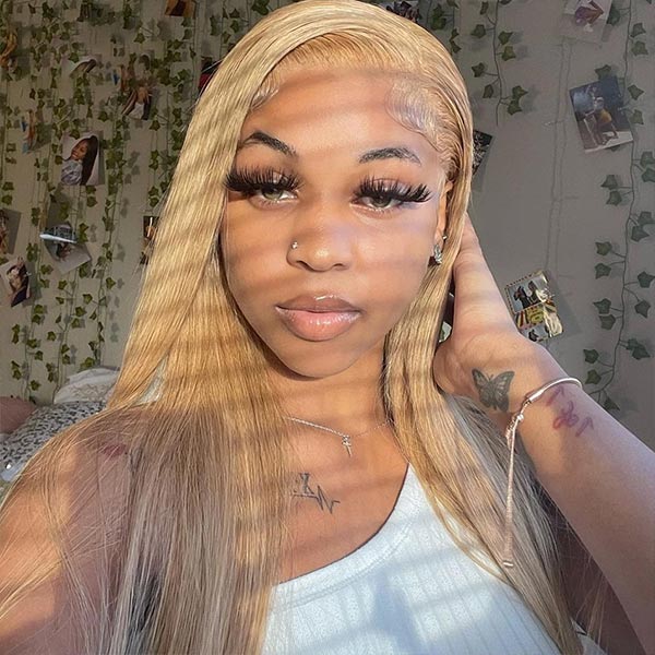 Straight #27 Honey Blonde 13X4 Lace Front Wig Human Hair Colored Wigs For Women