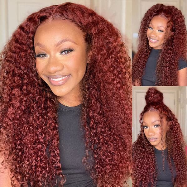 Mslynn Reddish Brown Deep Curly Hair 13x4 Lace Front Wig