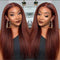 Mslynn #33 Reddish Brown Kinky Straight 13x4 Lace Front Wig Glueless Wig