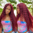 Mslynn 99J Burgundy Deep Wave 13x4 Lace Front Wig