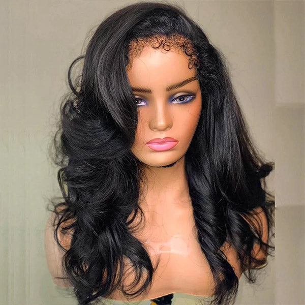 Body Wave 4C Kinky Edges 13x4 Lace Wig With Curly Baby Hair  Natural Hairline Glueless Wig