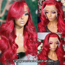 Red Body Wave 13X4 Lace Front Wig Human Hair Wigs