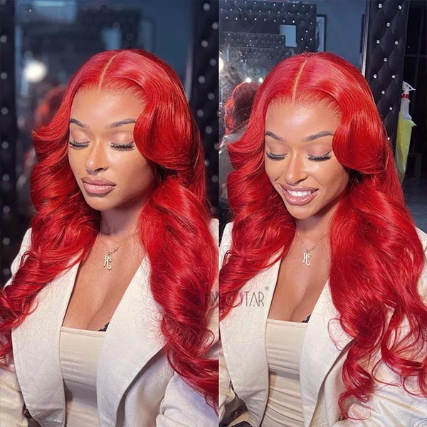 Red Body Wave 13X4 Lace Front Wig Human Hair Wigs