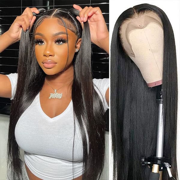 Mslynn 13X6 Lace Frontal Wigs Long Straight Human Hair Wig Transparent Lace Wigs For Women