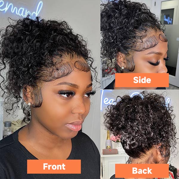 Deep Wave 360 Lace Frontal Wigs 100% Human Hair Pre Plucked Glueless Lace Wig