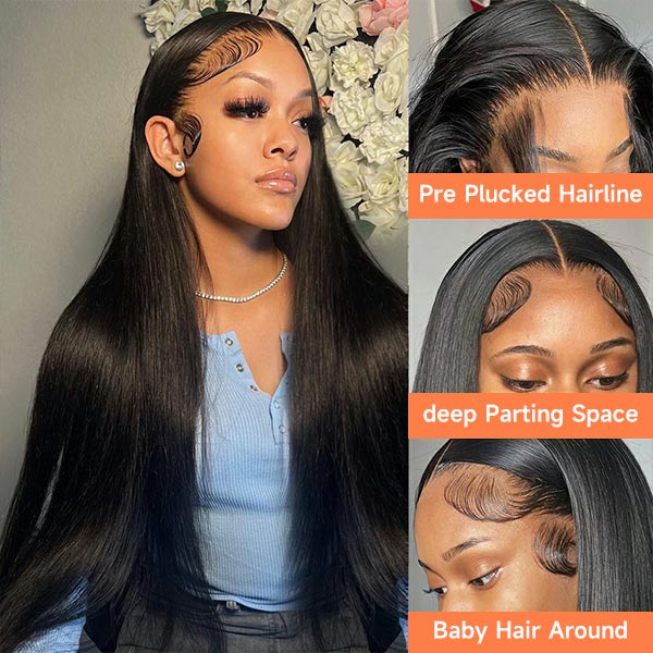 Mslynn 360 Lace Frontal Wigs Straight Virgin Human Hair Wigs For Women