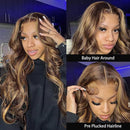 Mslynn 360 Lace Frontal Wig Body Wave Wig Honey Blonde Highlight Wig Human Hair