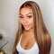 Transparent 360 Lace Frontal Wig 4/27 Highlights Straight Wig Honey Blonde Colored Hair