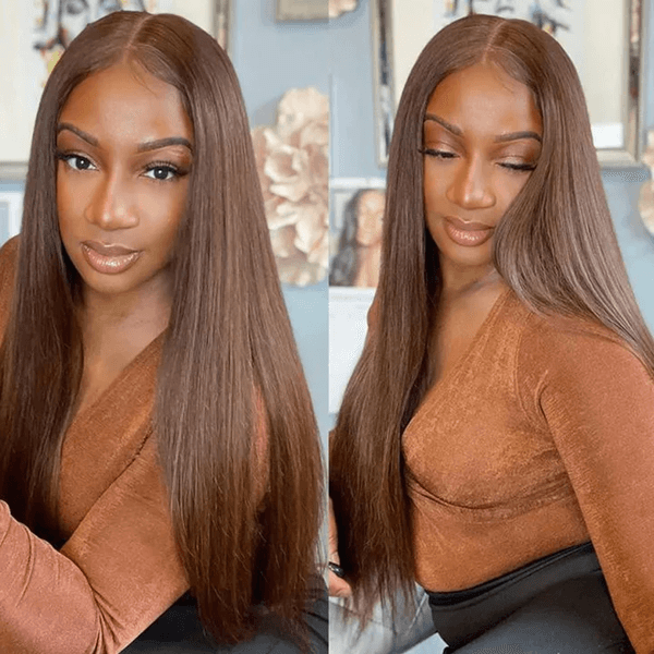 Mslynn Hair Light Brown Wig Straight Human Hair Wig Lace Front Wigs Colored Wigs And Lace Closure Wig