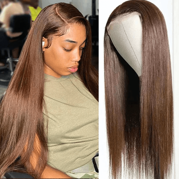 Mslynn Hair Light Brown Wig Straight Human Hair Wig Lace Front Wigs Colored Wigs And Lace Closure Wig