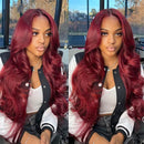 Mslynn 99J Burgundy Body Wave Pre Cut 4X4 Lace Closure Wigs Wear Go Glueless Wig