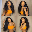 Deep Curly Wig 4x4 Lace Closure Wigs Brazilian Curly Wig Human Hair Natural Color