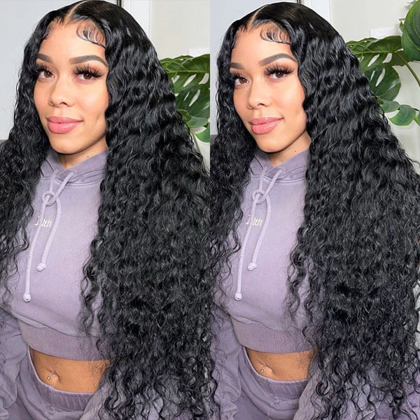 Mslynn 4x4 Lace Closure Wig Water Wave Human Hair Wigs Pre Plucked Wigs Real Hair