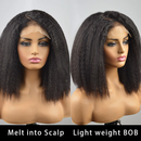 Type 4C Kinky Edges Hair 5X5 Lace Closure Wig Kinky Straight Bob Wigs