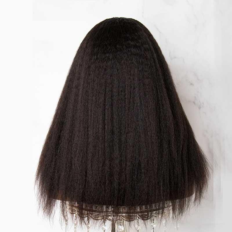 210% Density Thin V Part Wigs Glueless Kinky Straight Human Hair V Part Wig No Leave Out