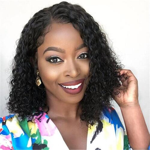 210% Density Bob Wigs 4x4 Lace Closure Wigs Water Wave Virgin Human Hair Wigs