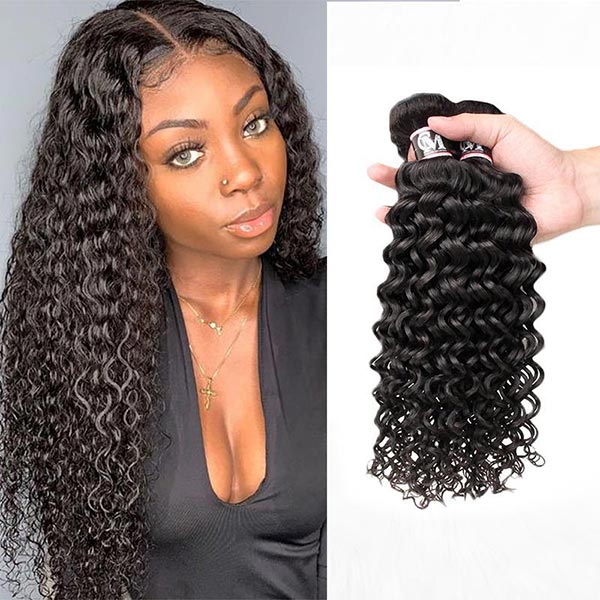 Natural Black Color Water Wave Hair Bundles 1/3/4Pcs