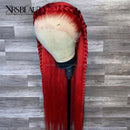 Xrs Beauty Hair Straight Red Human Hair Lace Front Wig Pre Plucked Hairline [CFW11]