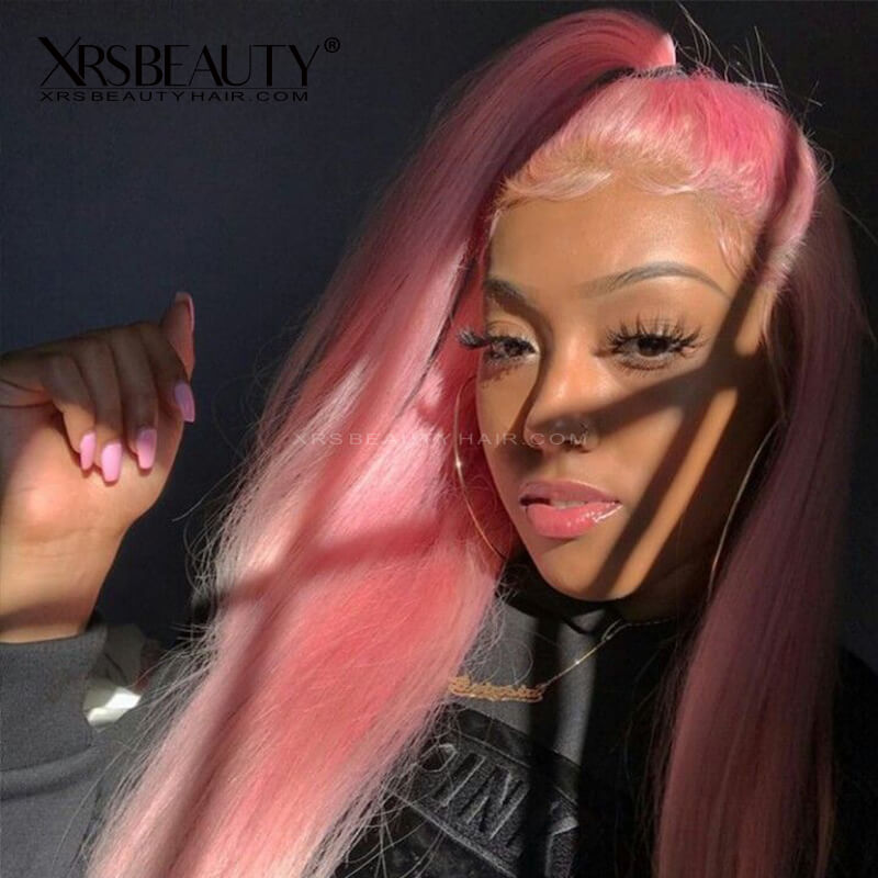 Xrs Beauty Hair Pink Lace Front Wig 13x4 Transparent Lace Human Hair Wig [CFW15]