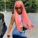 Xrs Beauty Hair Pink Lace Front Wig 13x4 Transparent Lace Human Hair Wig [CFW15]