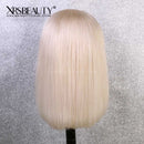 Xrs Beauty Hair Lace Front 613 Blonde Bob Wig With Bangs Straight Remy Human Hair [BOB22]